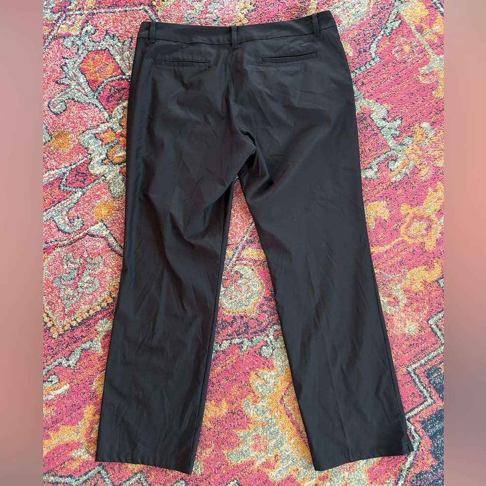 Nike | Women's Black Dri-FIT Golf Pants Ankle Slits Black Embroidered Logo Sz 16 - Picture 7 of 16